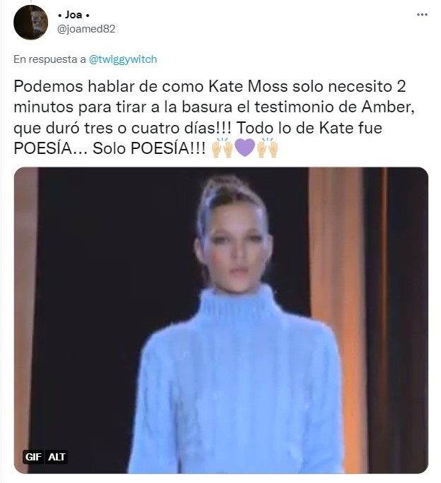 Tuit sobre fans aplauden a Kate Moss por su testimonio en la corte 