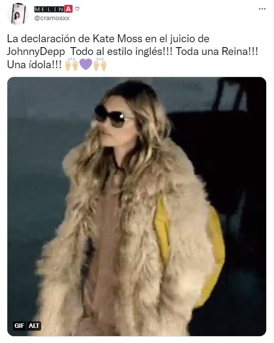 Tuit sobre fans aplauden a Kate Moss por su testimonio en la corte 