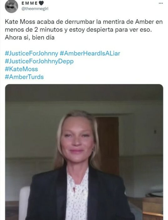 Tuit sobre fans aplauden a Kate Moss por su testimonio en la corte 