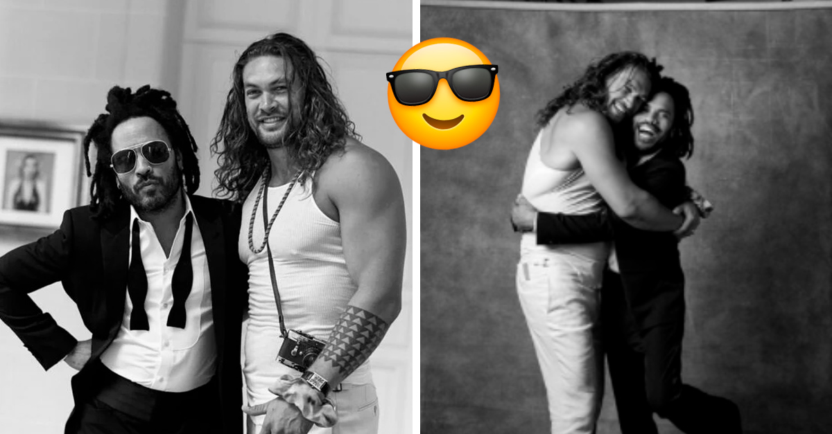 Like gentlemen!  Jason Momoa and Lenny Kravitz ride as best friends on a motorcycle