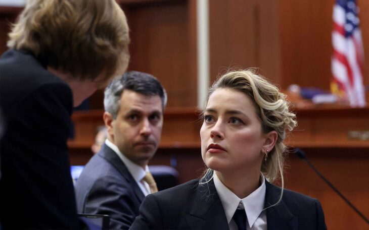 Actress Amber Heard watching her defense before the defamation trial with Johnny Depp 