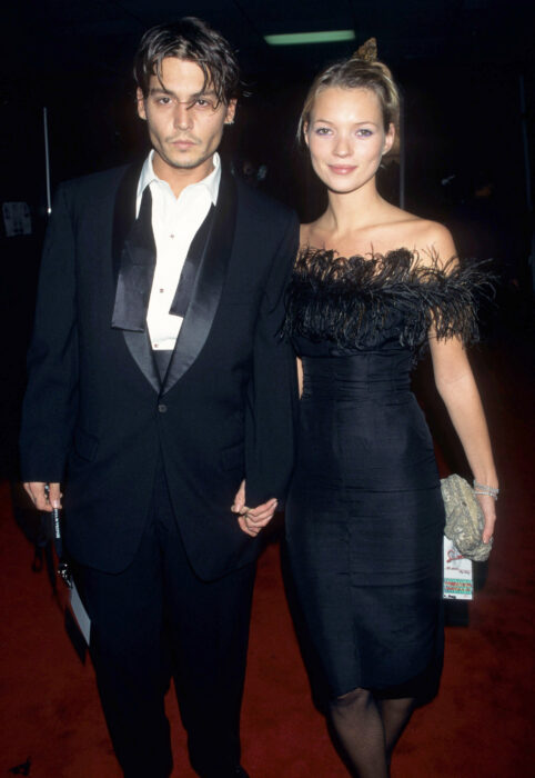 Kate Moss and Johnny Depp during the 90s when they had a love relationship 