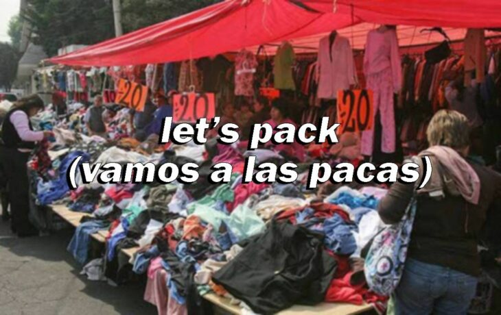 image of a street market with the wrong translation of let's pack 