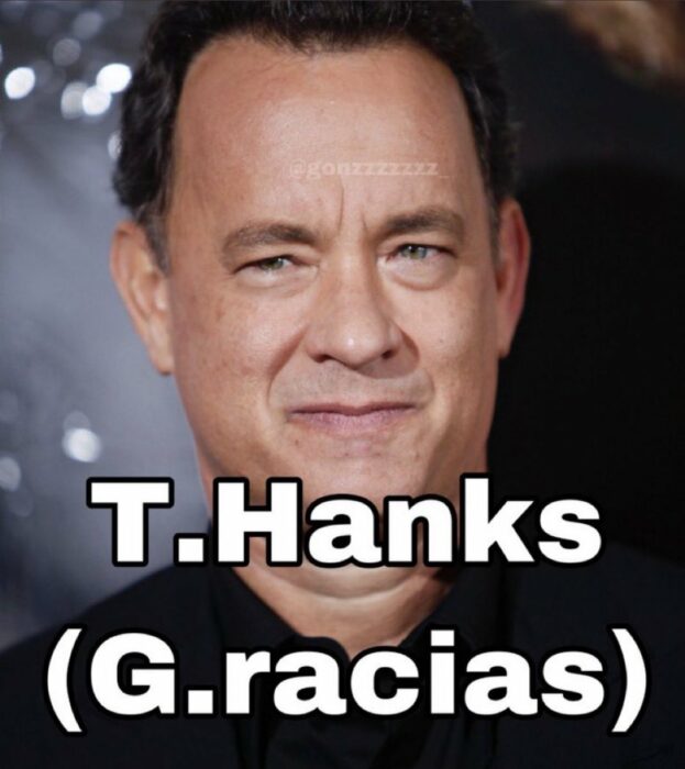 meme de Hanks mal traducido poniendo la frase gracias