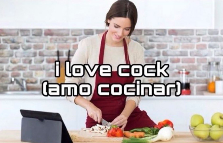meme de la traducción mal hecha de amo cocinar 