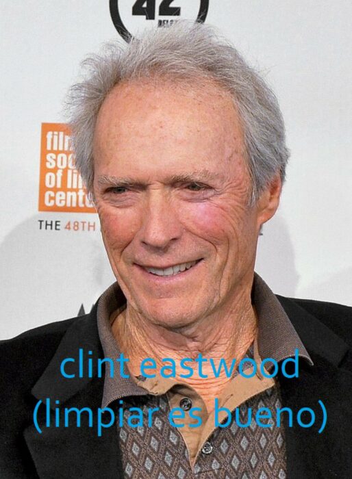 meme with the image of actor Clint Eastwood that translates his literal name into Spanish 