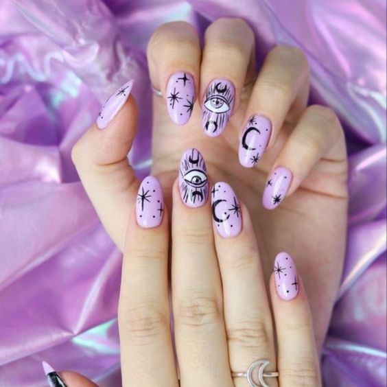 manicura lila ;Manicuras para abrir tu tercer ojo de bruja y alejar las malas vibras