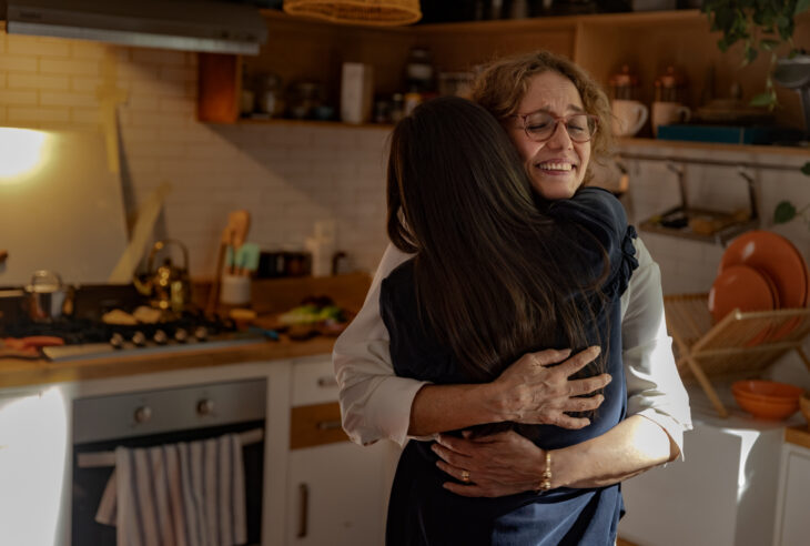 Mom hugging her daughter