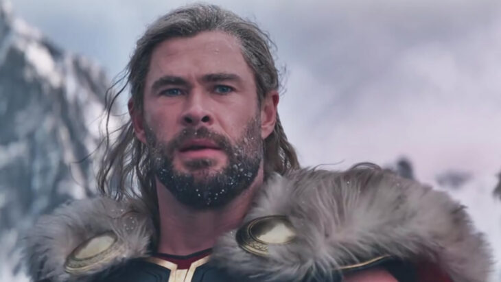 Chris Hemsworth characterized in his Thor character in the movie Thor: Love and Thunder