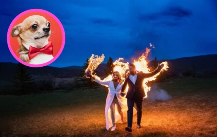 Wedding couple catches fire in full wedding;  they are stunt doubles