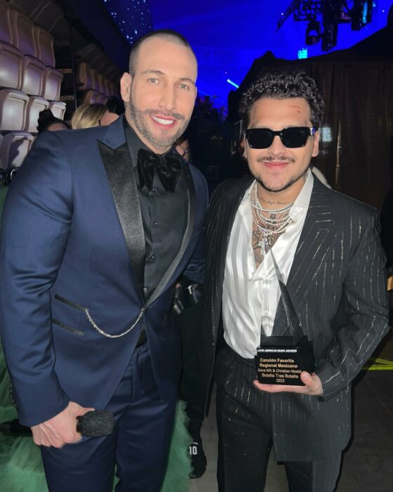 Rafael Amaya next to Christian Nodal 