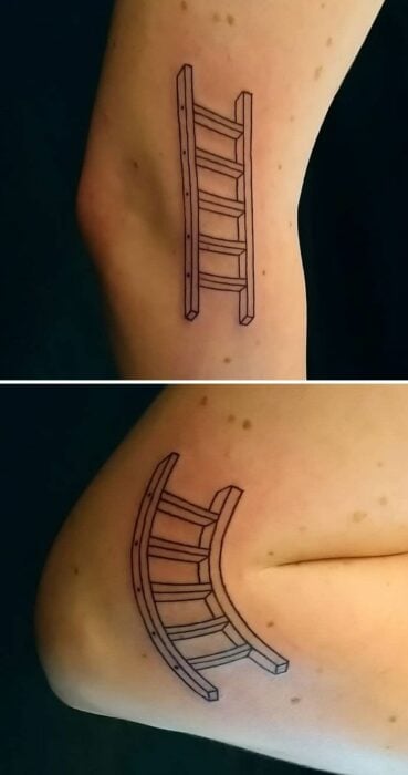 pierna con un tatuaje en forma de escalera 