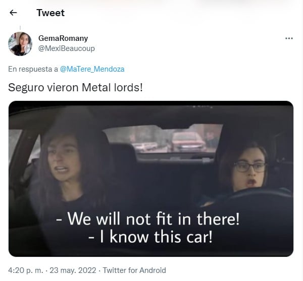 meme de la escena del carro de Metal Lords