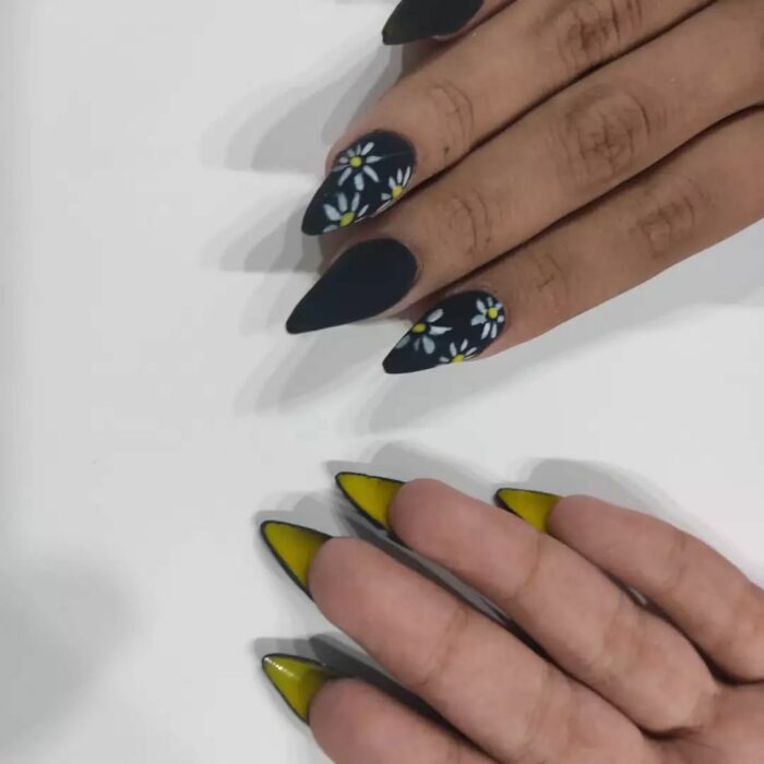 yellow manicure; 12 beautiful ideas to wear a double view manicure