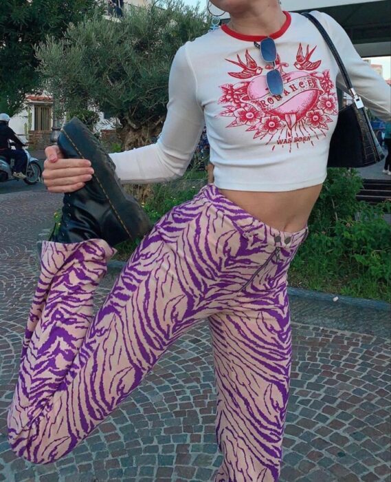 purple zebra pants