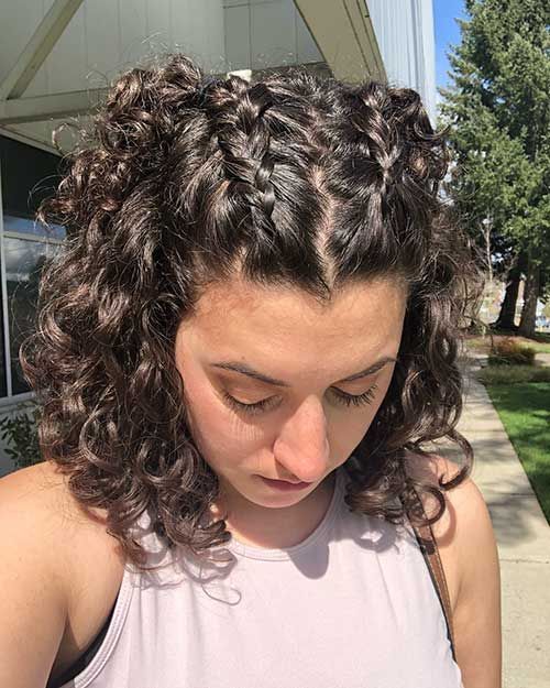 curly hair in braids