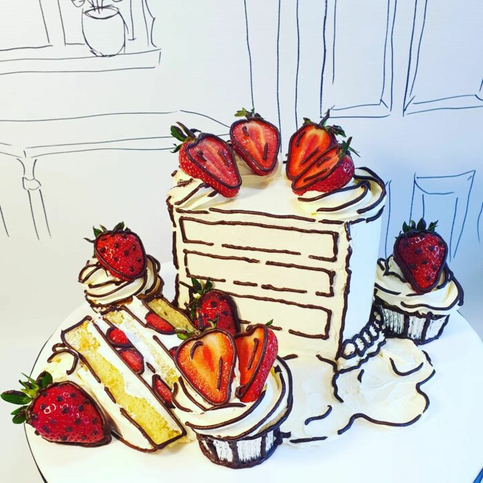 pastel con fresas ;20 Pasteles estilo pop art que parecen salido de un cómic