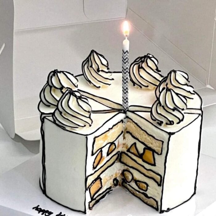 cake with candle; 20 pop art style cakes that look like they came out of a comic
