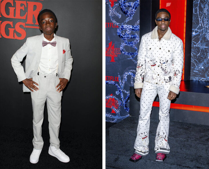 imagen comparativa del actor Caleb McLaughlin de niño vs actualidad 