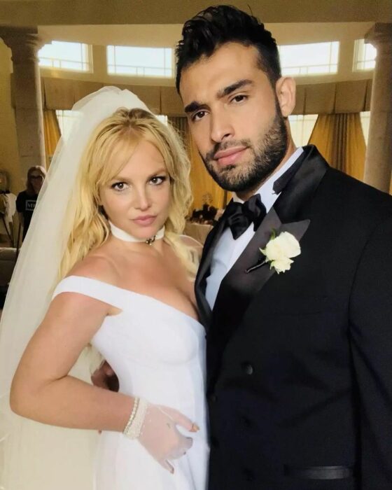 Sam Asghari with Britney Spears on their wedding day 