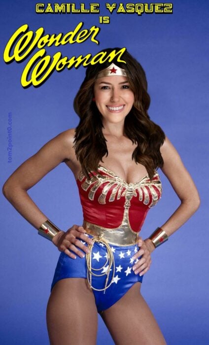 Image of Wonder Woman with the face of the lawyer Camille Vasquez 