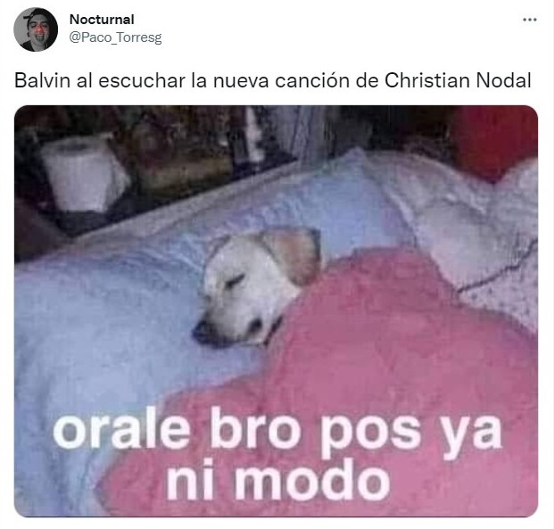 Tuit sobre Christian Nodal lanza canción contra J Balvin y Twitter se llena de memes