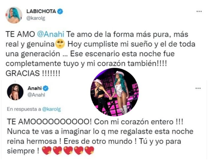 Tuit sobre Karol G y Anahí juntas en el escenario para cantar Salvame