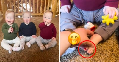 Mamá tiene trillizos idénticos y su manera de identificarlos se vuelve viral