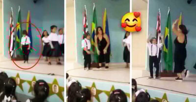 Mamá sube al escenario para acompañar a su hijo porque nadie bailaba con él