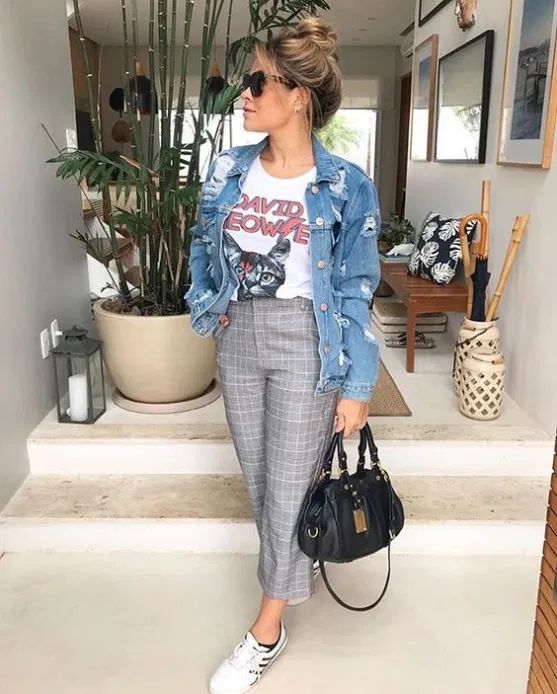 pantalón a cuadros ;15 Outfits para la mamá más linda del universo 