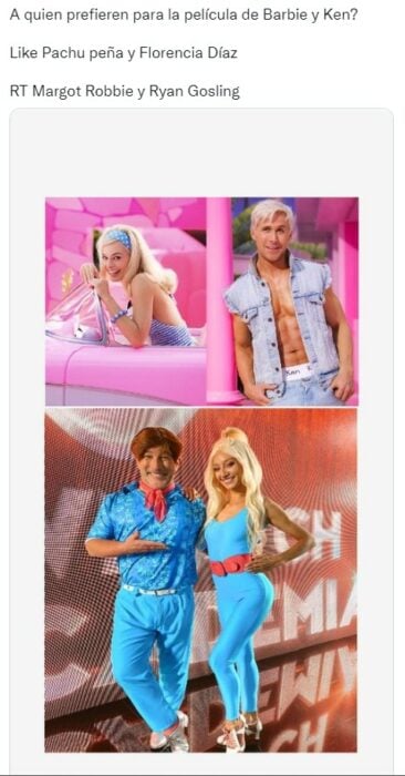 meme de las primeras imágenes de Margor Robbie y Ryan Gosling como Barbie y Ken 