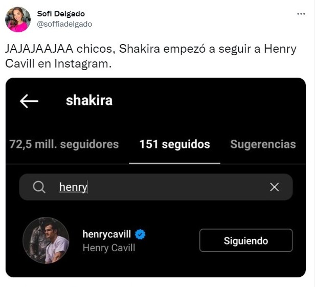 tuit sobre Piqué habría sido infiel a Shakira e internet ya 'shippeo' a la cantante con Henry Cavill