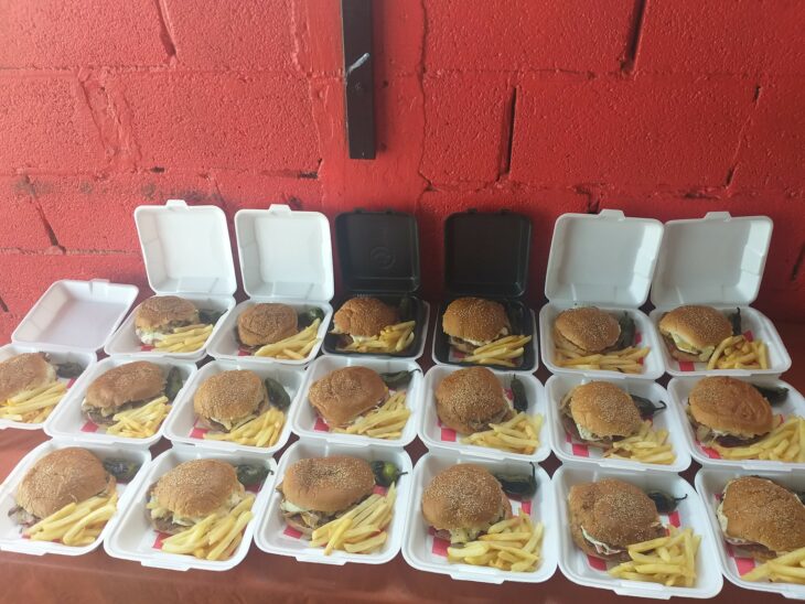 photography of hamburgers on a table 