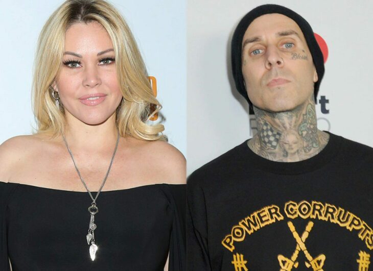 Modelo Shanna Moakler junto a una foto del baterista Travis Barker 