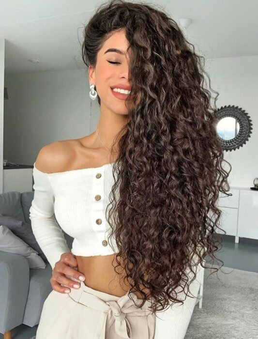 long curly hair