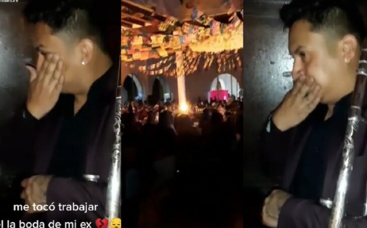 músico llora en la boda de su ex