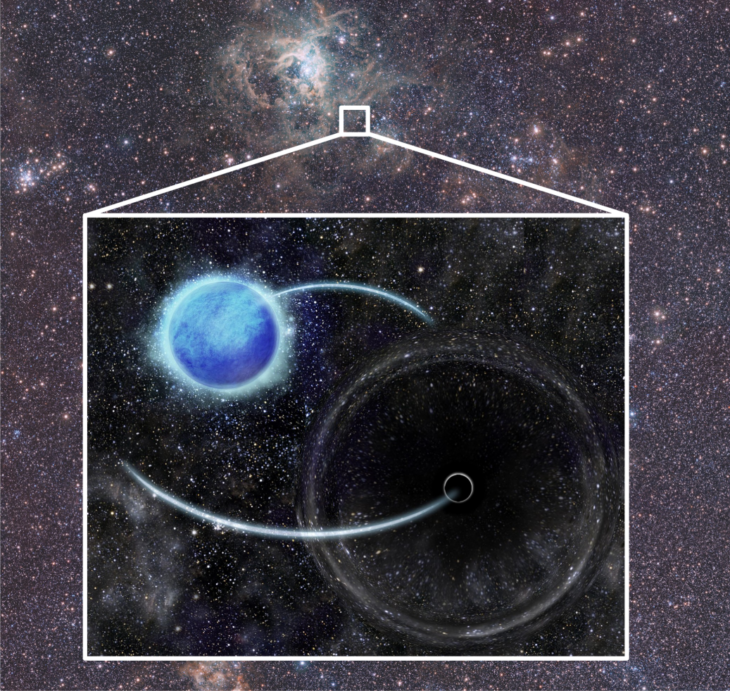 Impresión artística de VFTS 243 en la Nebulosa Tarántula