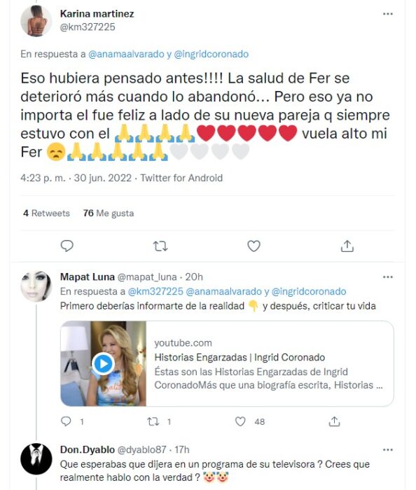 captura comentarios en contra de Ingrid