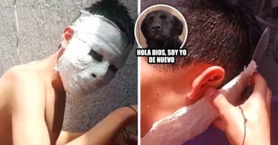 Alumno hizo una máscara de yeso para una tarea y se le quedó pegada