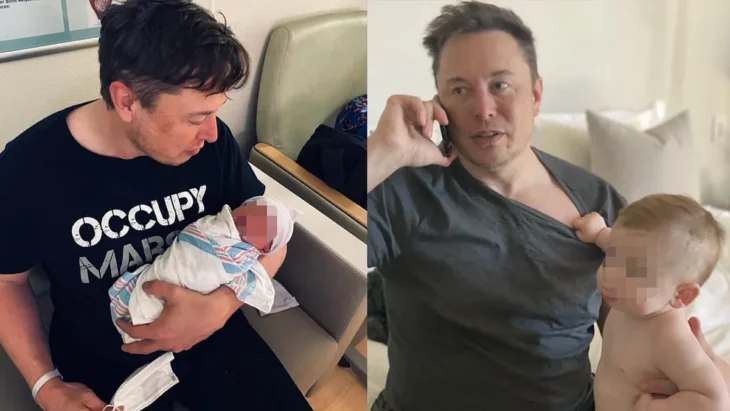 Elon Musk y sus dos hijos con Grimes