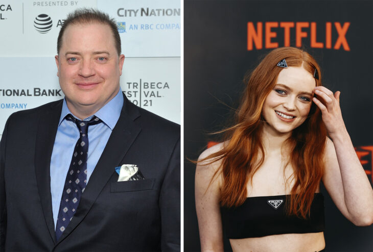 Brendan Fraser junto a la actriz Sadie Sink