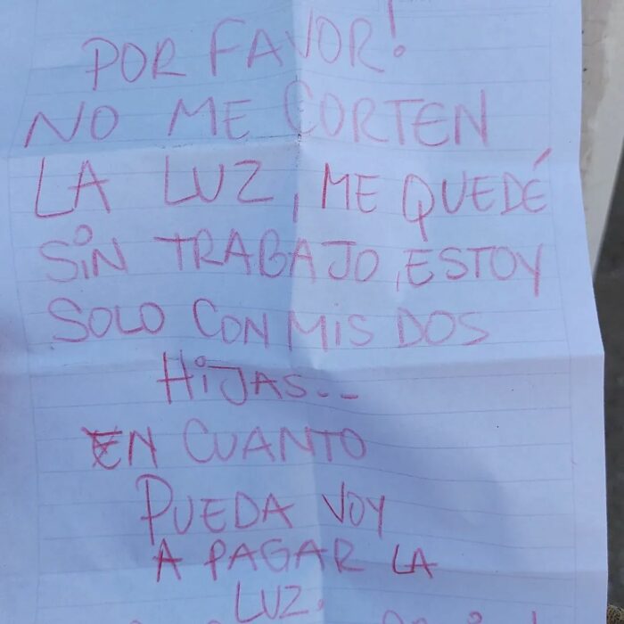 carta de un hombre pidiendo que no le corten la luz 