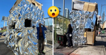 Indigente se hace viral por construir casa de cartón de dos pisos en Los Ángeles