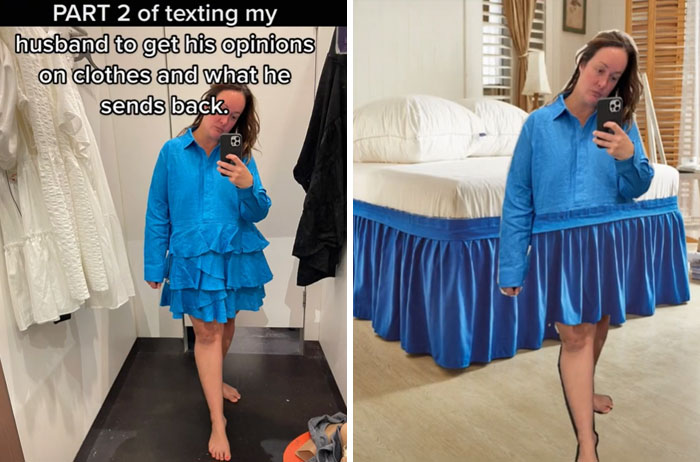Mujer comparando su outfit con diferentes aspectos 