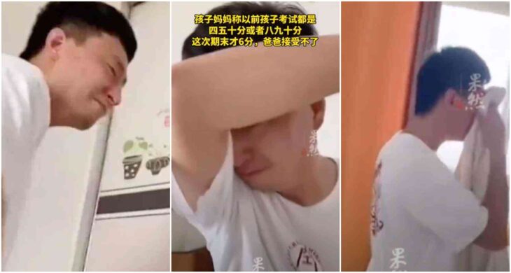 Dad cries when he sees that his son failed in math;  he had a year teaching him