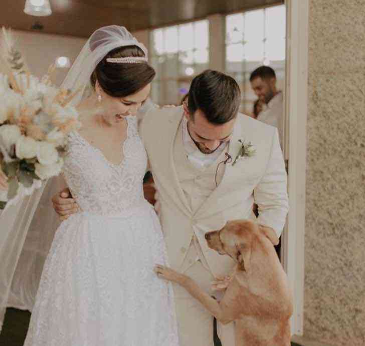 ¡Qué hermoso! Pareja adopta a perrito callejero que se coló a su boda