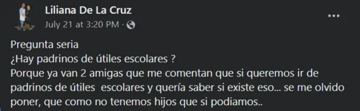 Mujer pide 'padrinos de útiles escolares' y se viraliza