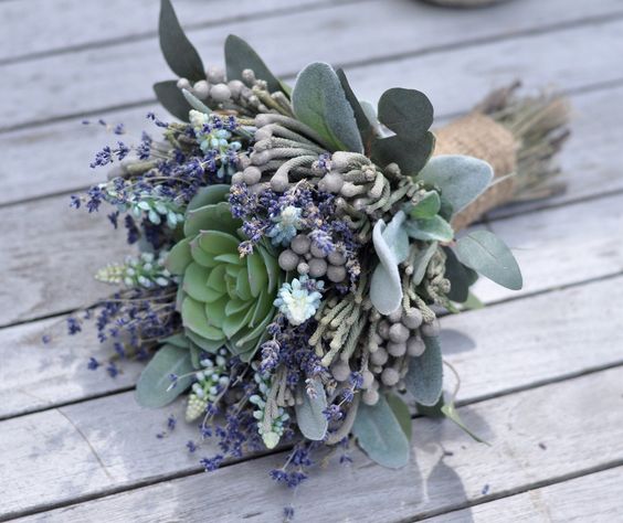 suculentas ;15 Hermosos ramos de lavanda para llegar al altar 