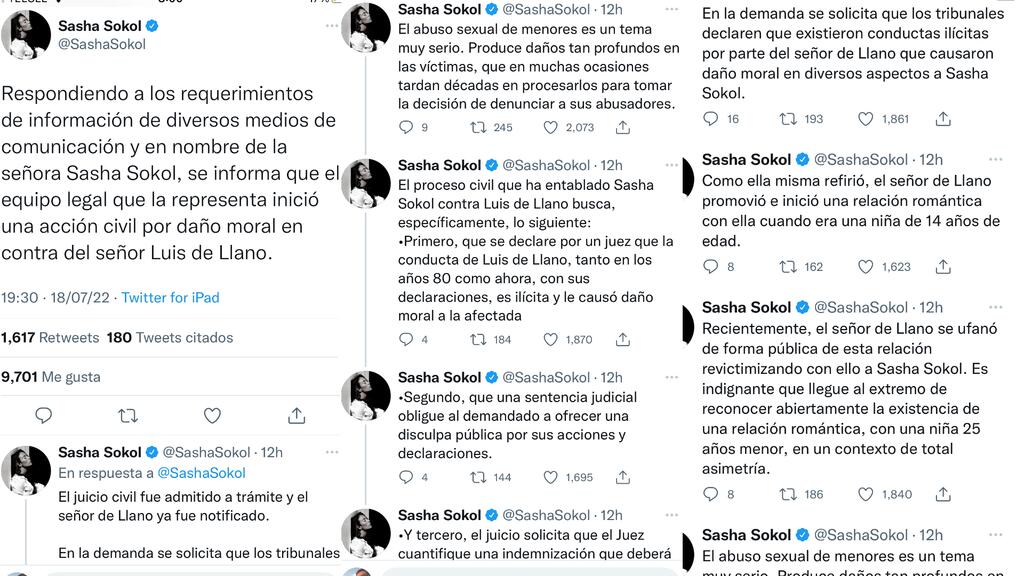 Sasha Sokol demanda a Luis de Llano oficialmente y señala tres puntos clave