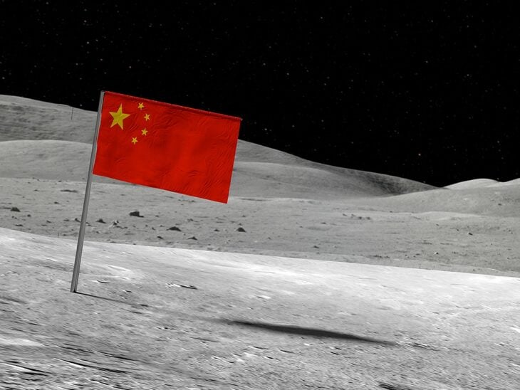 Chinese flag on the moon